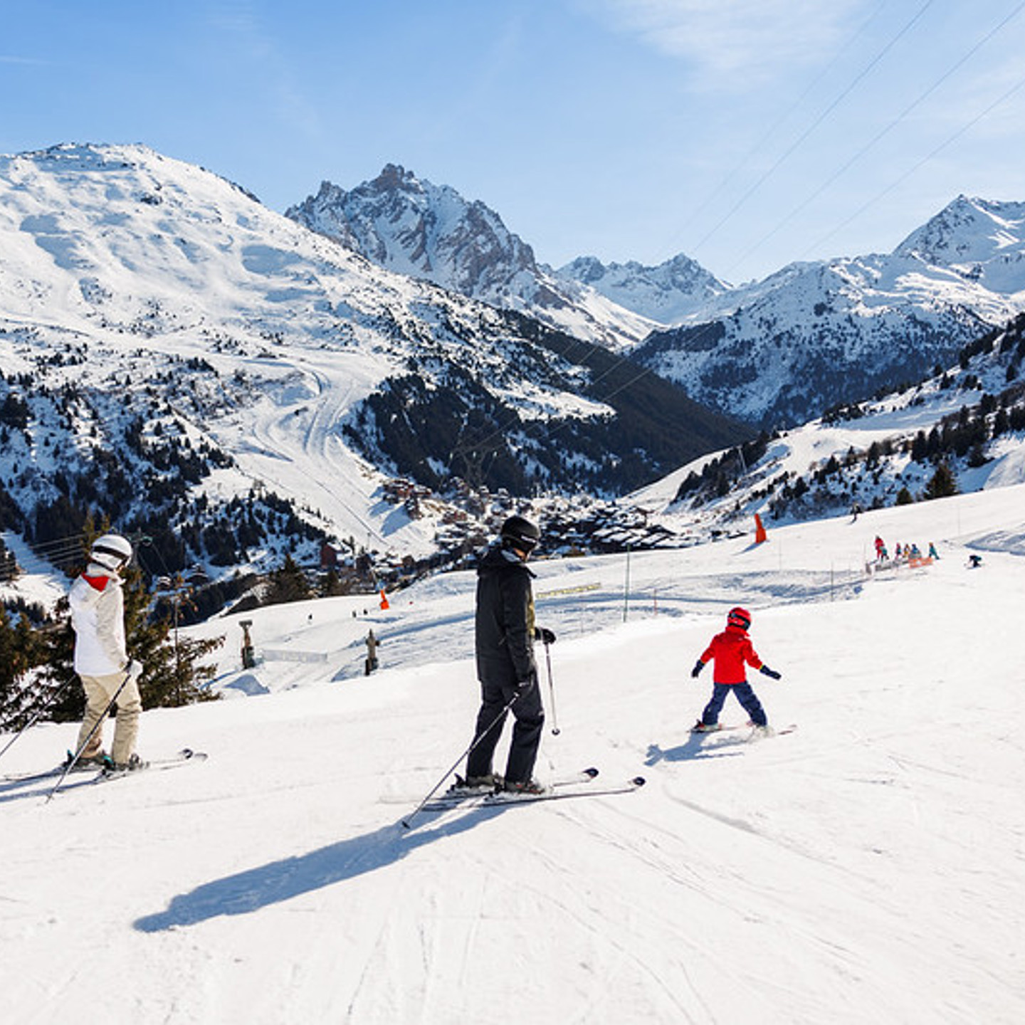 Family skiing in Meribel