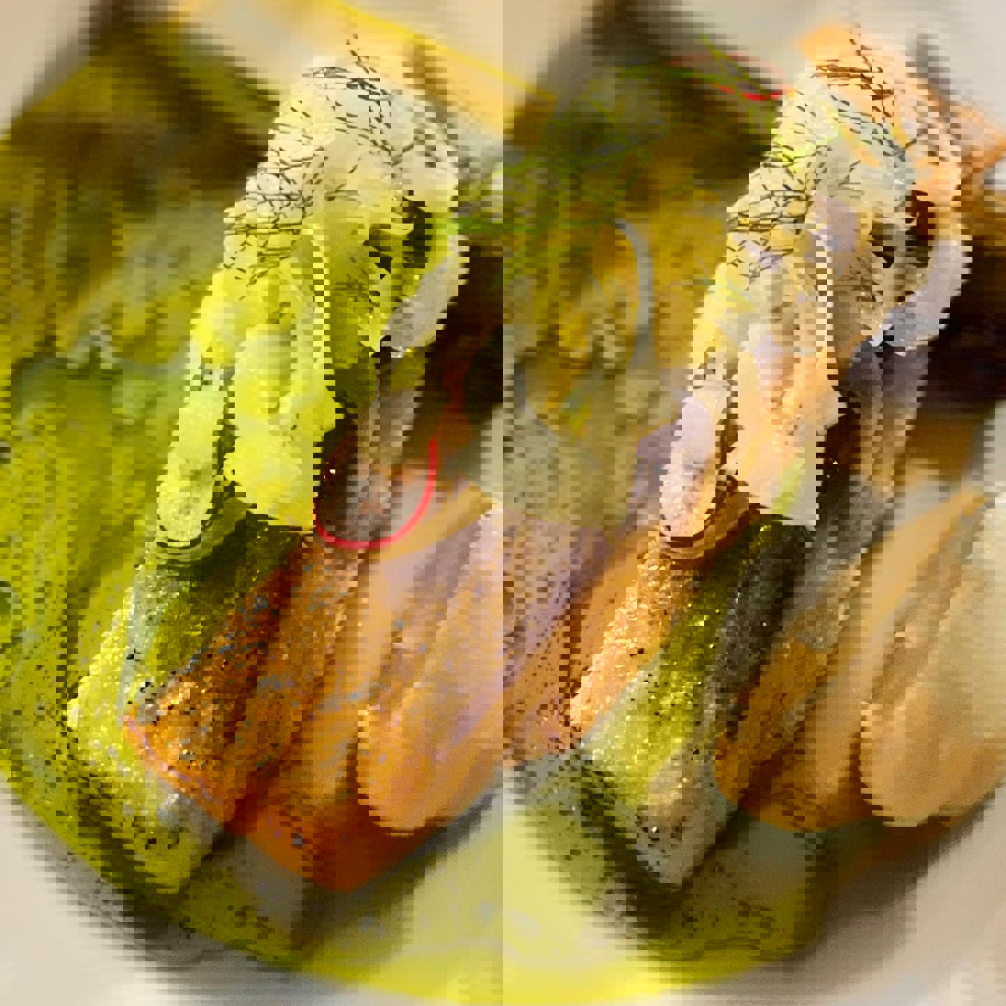 Salmon with fennel and herb dressing